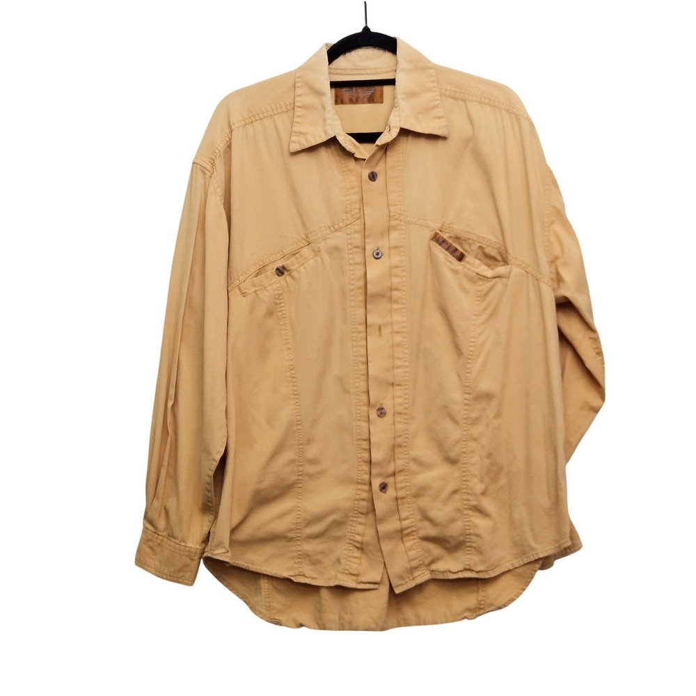 Vintage L.O.U. Button Down Shirt L Mustard Yellow‎ Western Workwear Utility Top